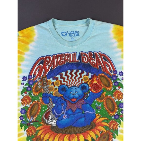 Rare Vintage Y2K 2006 Grateful Dead Inspiration Liquid Blue Tie Dye Band Tee Art - Picture 3 of 16